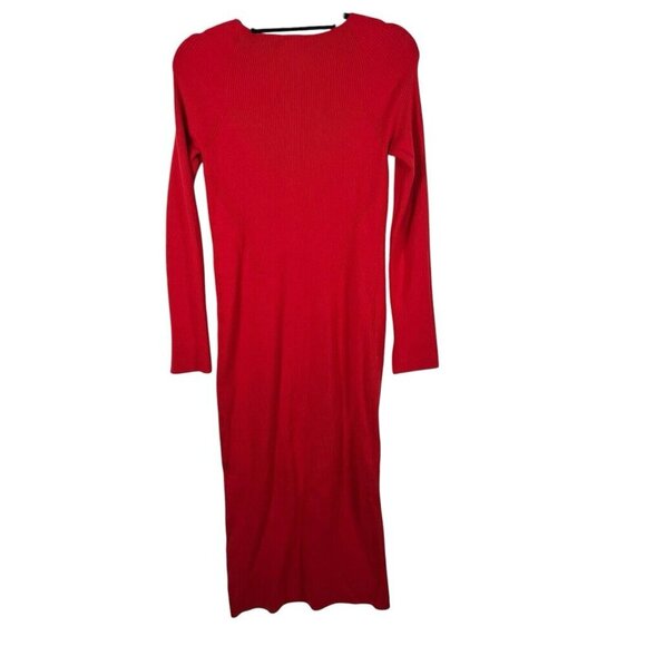 Eleven Six Dress Women's Medium Red Marla Bodycon Ribbed Sweater Maxi Cozy - Picture 3 of 14